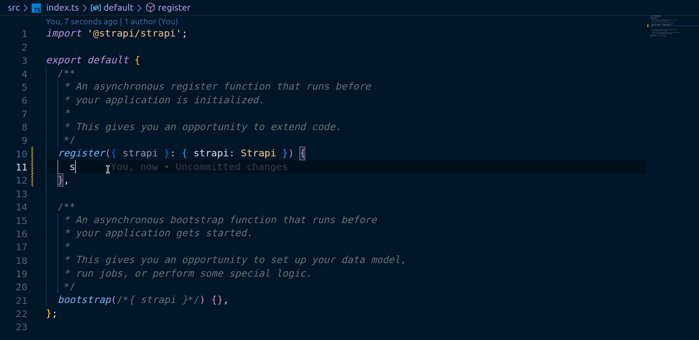 Animated gif demonstrating TypeScript typings